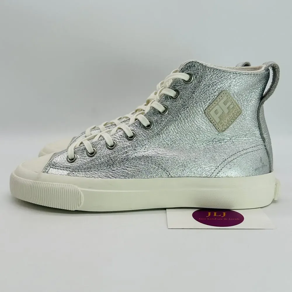 P.F. Flyers Women's All-American Hi Silver Leather High Top Sneakers Size 7.5